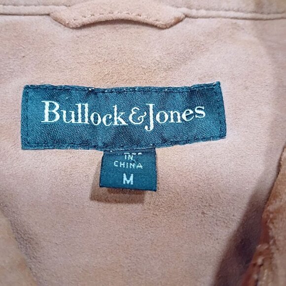 Bullock & Jones Mens Medium Suede Button-Up Shirt In Tan With Double Flap Pocket - Picture 3 of 16